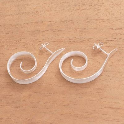 Alternate image for Spiral Motif Sterling Silver Half-Hoop Earrings from Bali Light My Fire