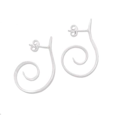 Alternate image for Spiral Motif Sterling Silver Half-Hoop Earrings from Bali Light My Fire