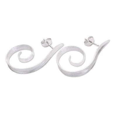 Alternate image for Spiral Motif Sterling Silver Half-Hoop Earrings from Bali Light My Fire