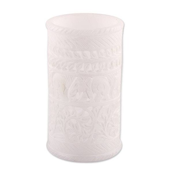 Alternate image for Jali Openwork Elephant Leaf-Themed Alabaster Decorative Vase Elephant March