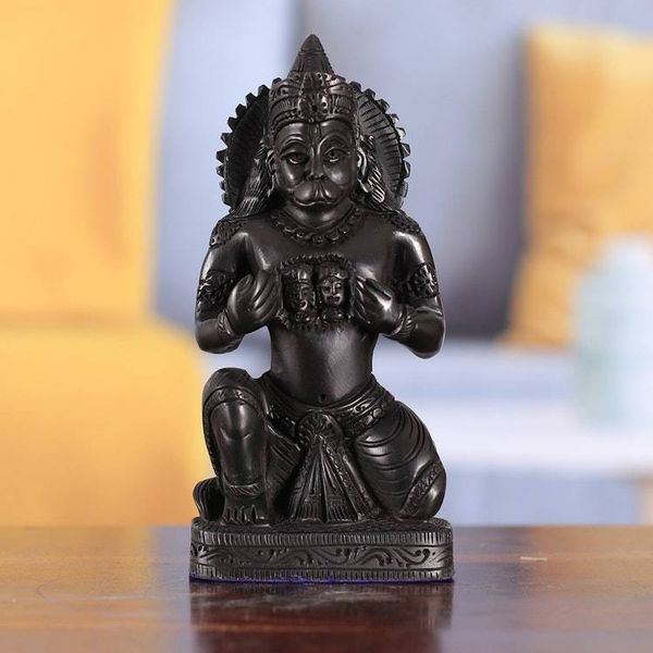 Alternate image for Ebony Wood Sculpture of Hindu Deities Hanuman Ram and Sita Hanuman with Ram and Sita