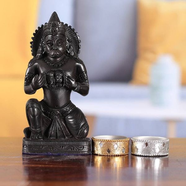 Alternate image for Ebony Wood Sculpture of Hindu Deities Hanuman Ram and Sita Hanuman with Ram and Sita