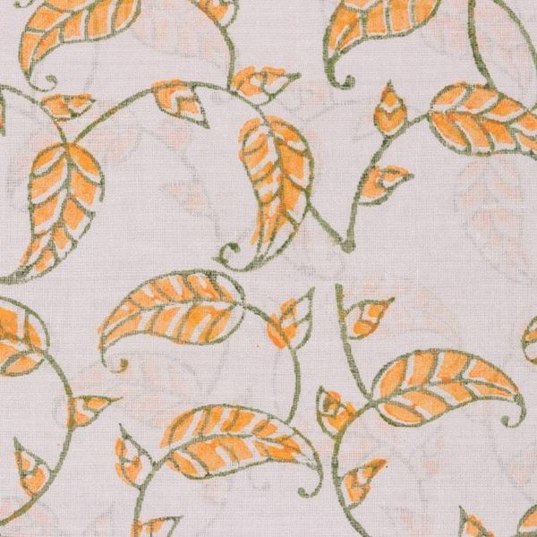 Alternate image for Leaf Motif Block-Printed Cotton Wrap Scarf from India Saffron Vines