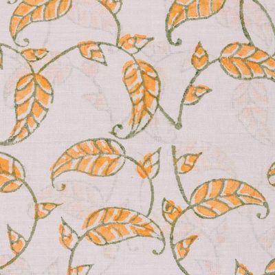 Alternate image for Leaf Motif Block-Printed Cotton Wrap Scarf from India Saffron Vines