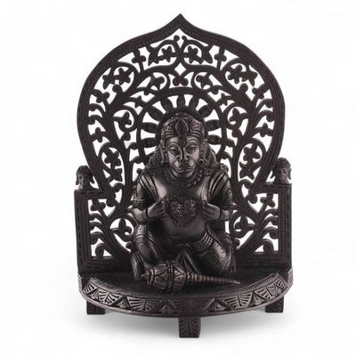 Alternate image for Jali Ebony Wood Sculpture of Hindu Gods Hanuman Ram and Sita Ram and Sita Devotion