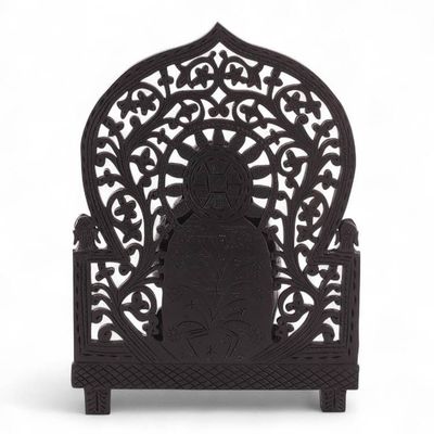Alternate image for Jali Ebony Wood Sculpture of Hindu Gods Hanuman Ram and Sita Ram and Sita Devotion