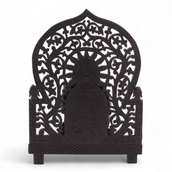 Alternate image for Jali Ebony Wood Sculpture of Hindu Gods Hanuman Ram and Sita Ram and Sita Devotion