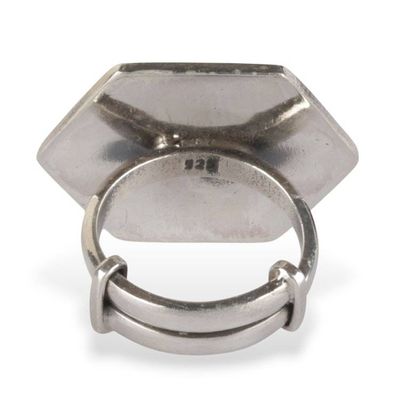 Alternate image for Traditional Polished and Oxidized Hexagonal Cocktail Ring Hexagonal Heritage