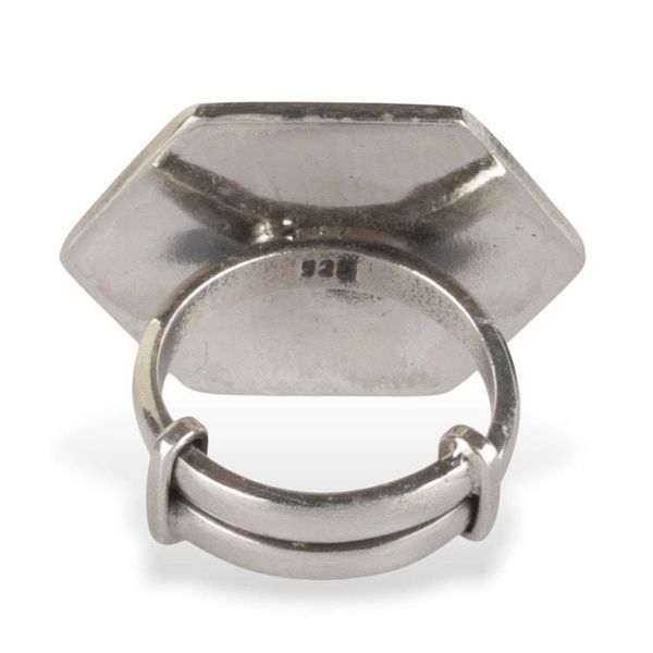 Alternate image for Traditional Polished and Oxidized Hexagonal Cocktail Ring Hexagonal Heritage