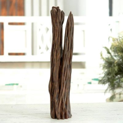 Alternate image for Fork-Shaped Unique Sal Driftwood Sculpture from India Natural Fork II