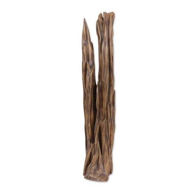 Alternate image for Fork-Shaped Unique Sal Driftwood Sculpture from India Natural Fork II
