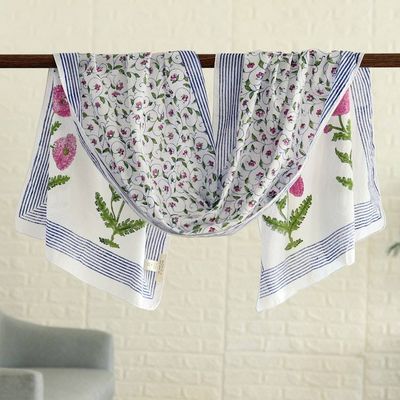 Alternate image for Floral Cotton Scarf with Colorful Batik Pattern from India Floral Elegance