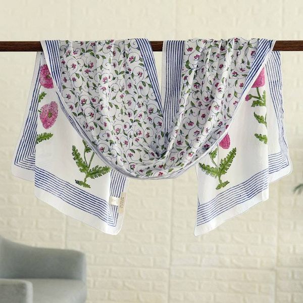 Alternate image for Floral Cotton Scarf with Colorful Batik Pattern from India Floral Elegance