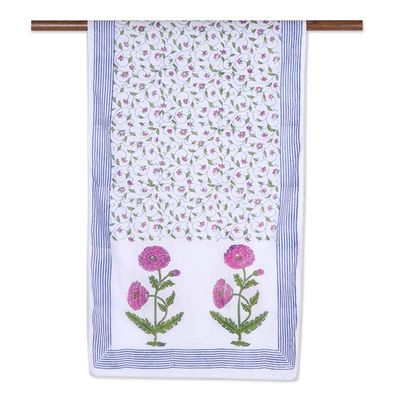 Alternate image for Floral Cotton Scarf with Colorful Batik Pattern from India Floral Elegance