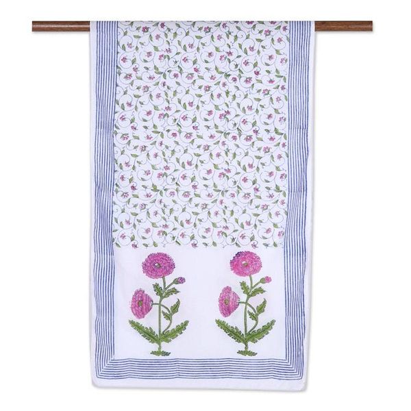 Alternate image for Floral Cotton Scarf with Colorful Batik Pattern from India Floral Elegance