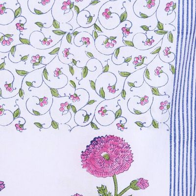 Alternate image for Floral Cotton Scarf with Colorful Batik Pattern from India Floral Elegance