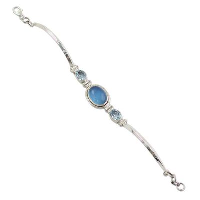 Alternate image for Sterling Silver Blue Topaz Chalcedony Pendant Bracelet India Shining Blue
