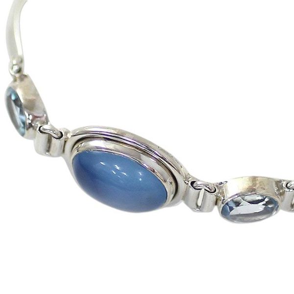 Alternate image for Sterling Silver Blue Topaz Chalcedony Pendant Bracelet India Shining Blue