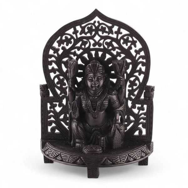 Alternate image for Hindu Goddess Lakshmi Jali Openwork Ebony Wood Sculpture Gracious Lakshmi