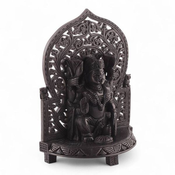 Alternate image for Hindu Goddess Lakshmi Jali Openwork Ebony Wood Sculpture Gracious Lakshmi