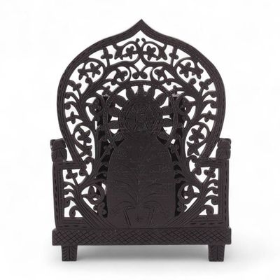 Alternate image for Hindu Goddess Lakshmi Jali Openwork Ebony Wood Sculpture Gracious Lakshmi