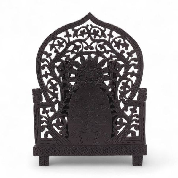 Alternate image for Hindu Goddess Lakshmi Jali Openwork Ebony Wood Sculpture Gracious Lakshmi