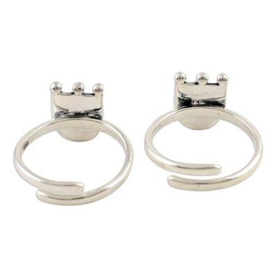 Alternate image for Sterling Silver Tulip-Motif Toes Rings from India Pair Tulip Glory