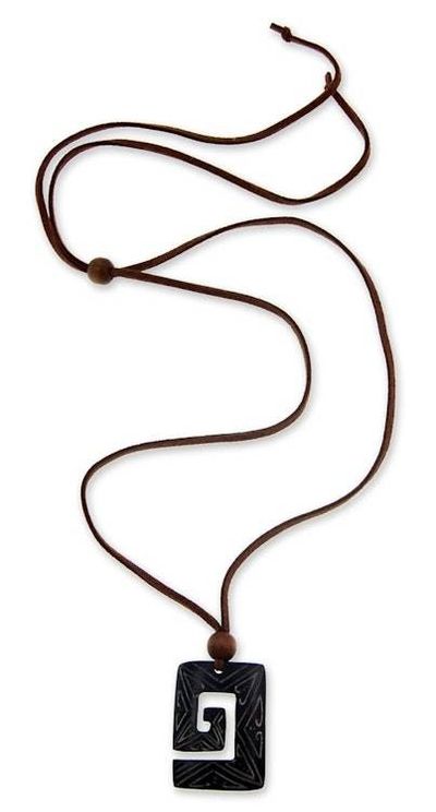 Alternate image for Bone pendant necklace Labyrinth Star