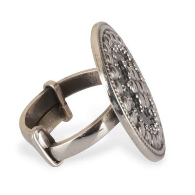 Alternate image for Polished and Oxidized Star-Themed Cocktail Ring from India Star of Ancestors