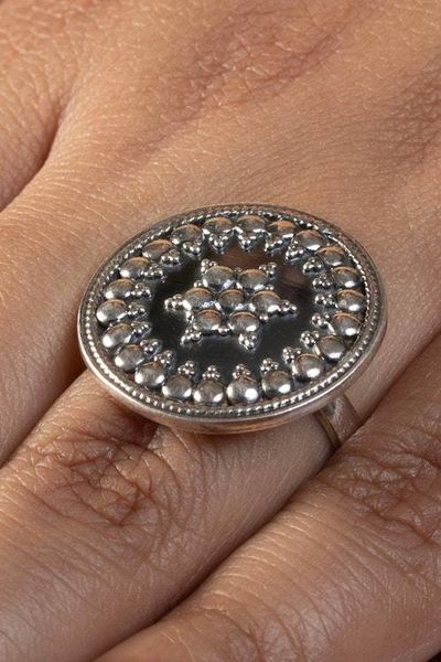 Alternate image for Polished and Oxidized Star-Themed Cocktail Ring from India Star of Ancestors