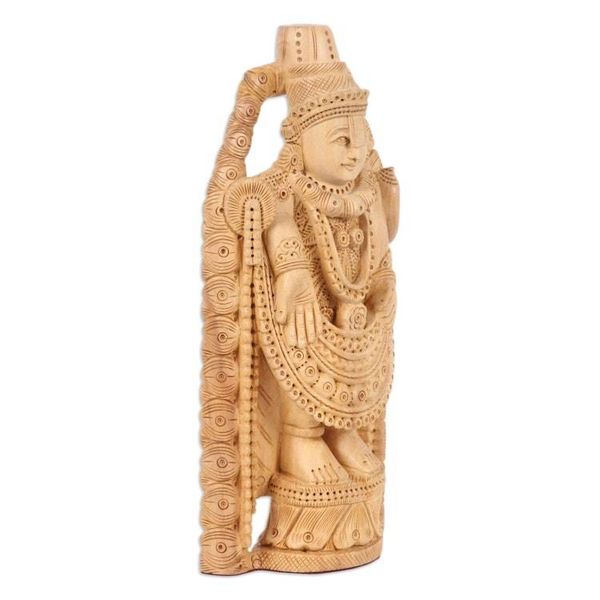 Alternate image for Hand-Carved Wood Sculpture of Hindu God Vishnu Venkateswara Balaji Temple
