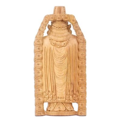 Alternate image for Hand-Carved Wood Sculpture of Hindu God Vishnu Venkateswara Balaji Temple