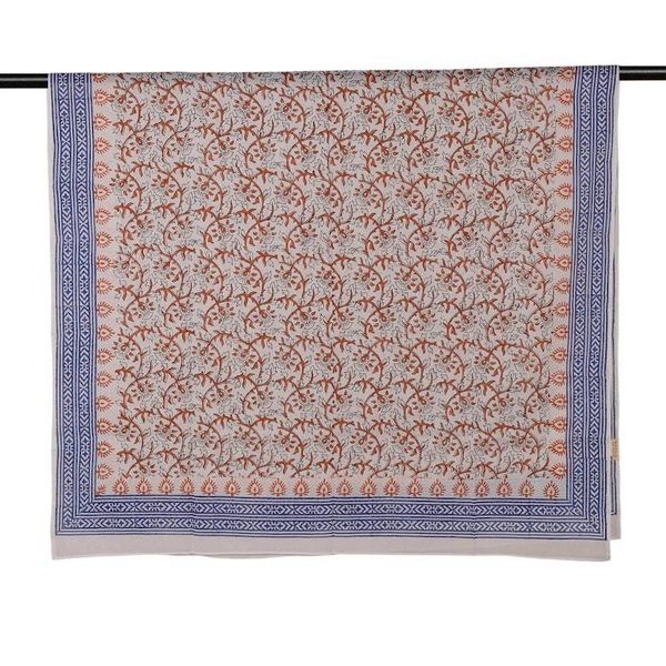 Alternate image for Floral and Vine-Themed Hand-Block Printed Cotton Sarong Fabulous Foliage