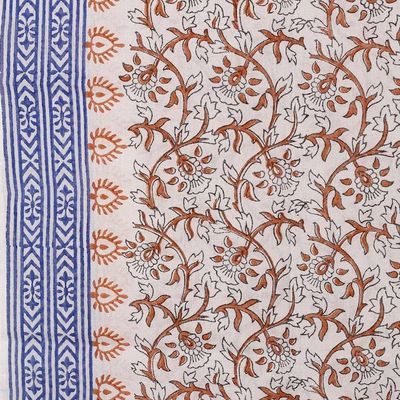 Alternate image for Floral and Vine-Themed Hand-Block Printed Cotton Sarong Fabulous Foliage