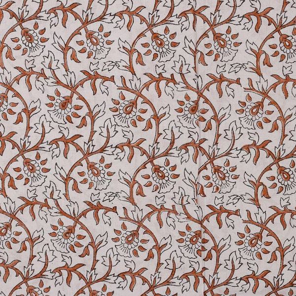 Alternate image for Floral and Vine-Themed Hand-Block Printed Cotton Sarong Fabulous Foliage