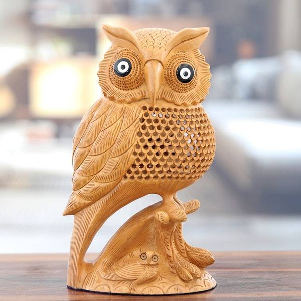 Alternate image for Hand-Carved Kadam Wood Owl Sculpture from India Wise Essence