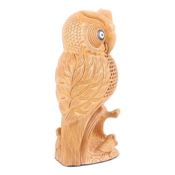 Alternate image for Hand-Carved Kadam Wood Owl Sculpture from India Wise Essence