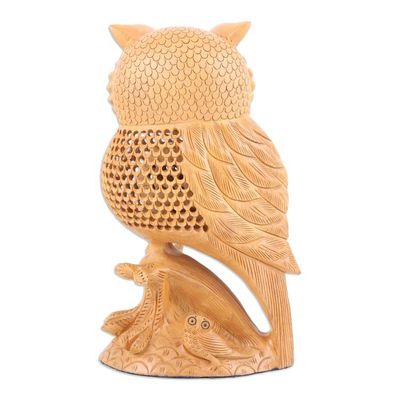 Alternate image for Hand-Carved Kadam Wood Owl Sculpture from India Wise Essence