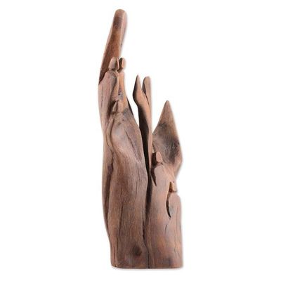 Alternate image for Handmade Abstract Driftwood Sculpture from India Memories of the Past