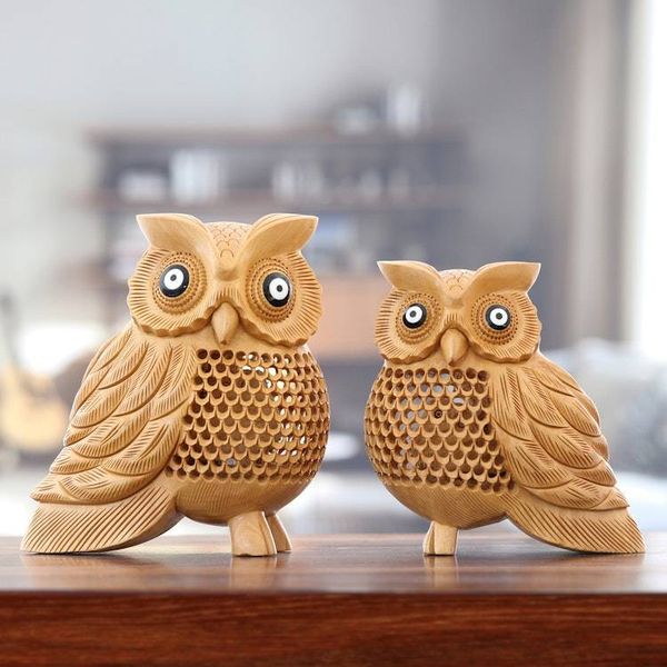 Alternate image for Kadam Wood Owl Sculptures Hand-Carved in India Set of 2 Inner Wisdom