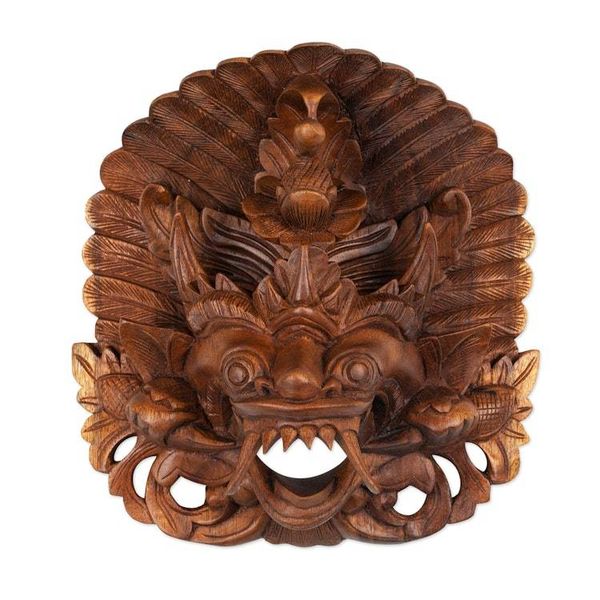 Alternate image for Balinese-Crafted Folk Art-Themed Acacia Wood Rangda Mask The Sacred Rangda