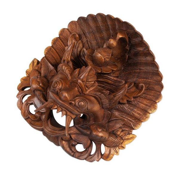 Alternate image for Balinese-Crafted Folk Art-Themed Acacia Wood Rangda Mask The Sacred Rangda