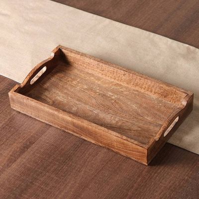 Alternate image for Hand-Carved Rustic Mango Wood Tray Crafted in India Rustic Warmth