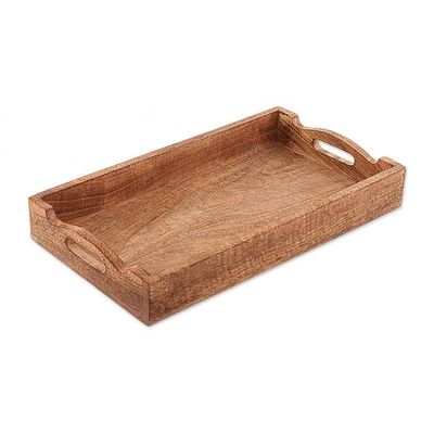 Alternate image for Hand-Carved Rustic Mango Wood Tray Crafted in India Rustic Warmth