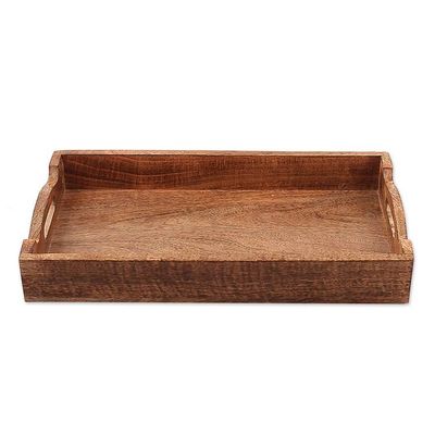 Alternate image for Hand-Carved Rustic Mango Wood Tray Crafted in India Rustic Warmth