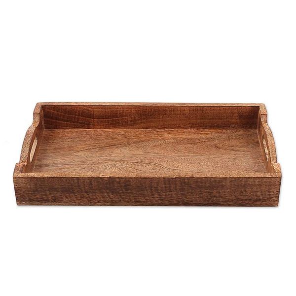 Alternate image for Hand-Carved Rustic Mango Wood Tray Crafted in India Rustic Warmth