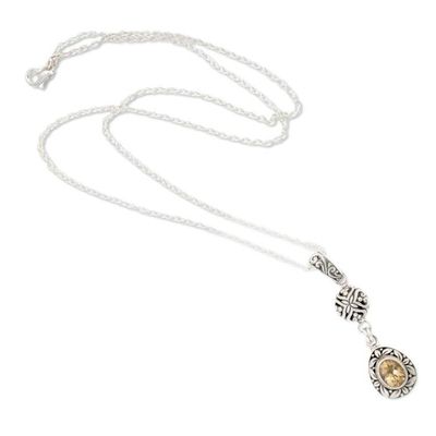 Alternate image for Sterling Silver Citrine Pendant Necklace with Leaf Motifs Joyous Summer