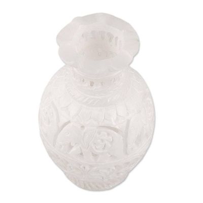 Alternate image for Round Jali Pattern Alabaster Decorative Vase from India Royal March