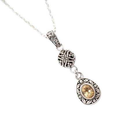 Alternate image for Sterling Silver Citrine Pendant Necklace with Leaf Motifs Joyous Summer