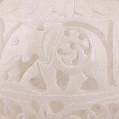 Alternate image for Round Jali Pattern Alabaster Decorative Vase from India Royal March
